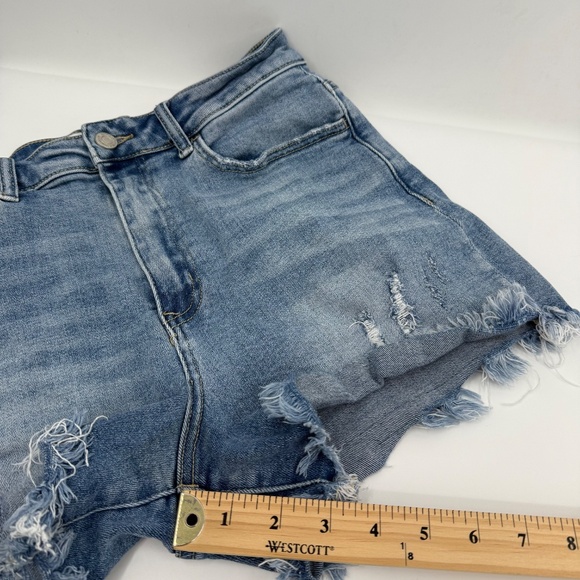 Vervet Jean Shorts Women Large Blue Denim Cut Off Stretch Distressed High Rise - Picture 13 of 14